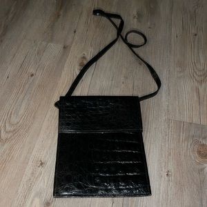 Chic Reptile Purse slim crossbody bag pouch, True Vintage 1960s Leather 8x10